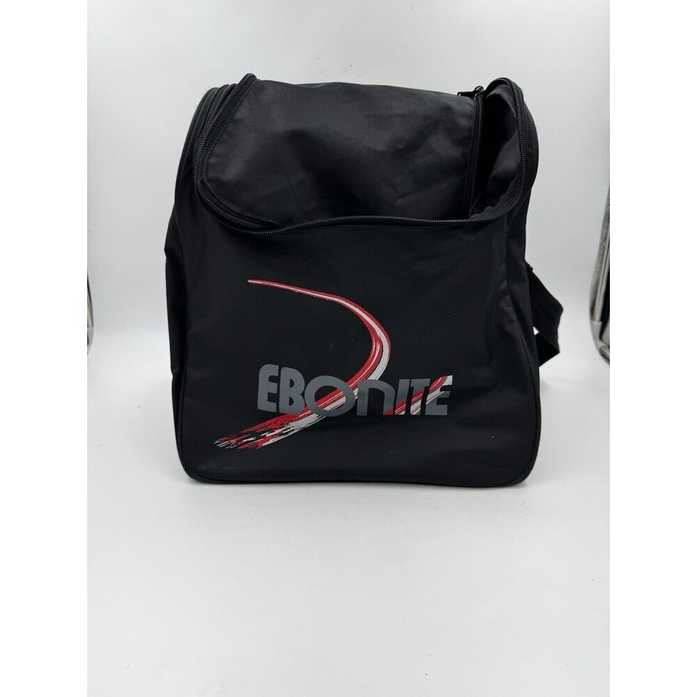 Ebonite Basic Single Tote Bowling Ball Bag Black w/Shoulder Strap & Shoe Pocket